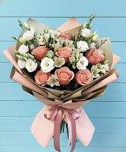 Букет цветов из:  Розы, Альстромерии и Лизиантусы в Нестерово