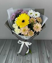 Букет цветов из:  Розы, Герберы и Хризантемы в Нестерово