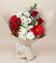 Букет цветов из:  Розы, Хризантемы, Герберы и Лилии в Нестерово