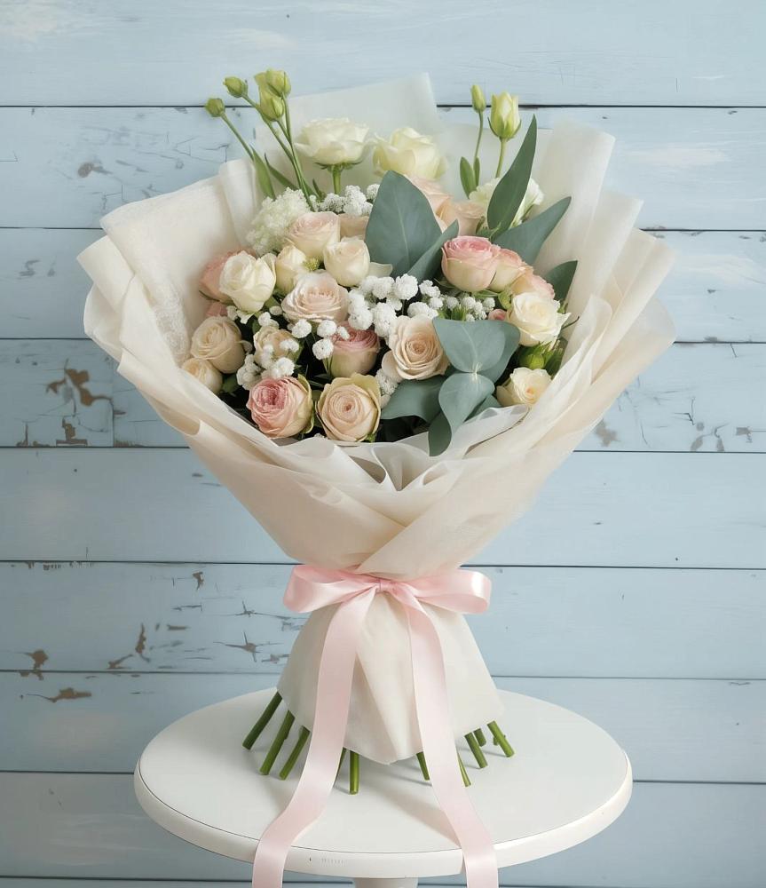 Букет цветов из: Розы и Лизиантусы в Нестерово