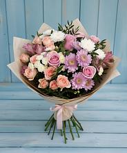 Букет цветов из:  Хризантемы, Розы и Альстромерии в Нестерово