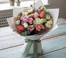 Букет цветов из:  Розы, Лизиантусы и Гвоздики в Нестерово